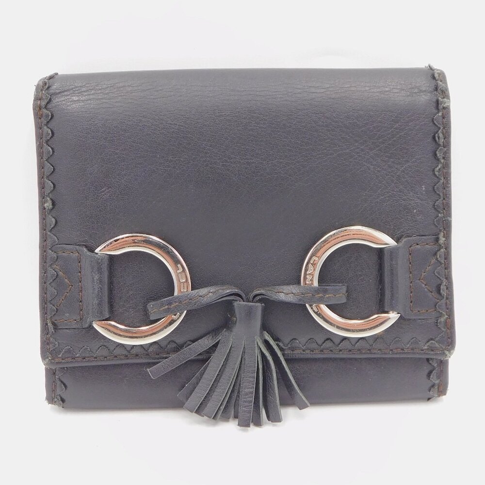 Lancel Black Leather Wallet with Change Purse | Equestrian | EUC